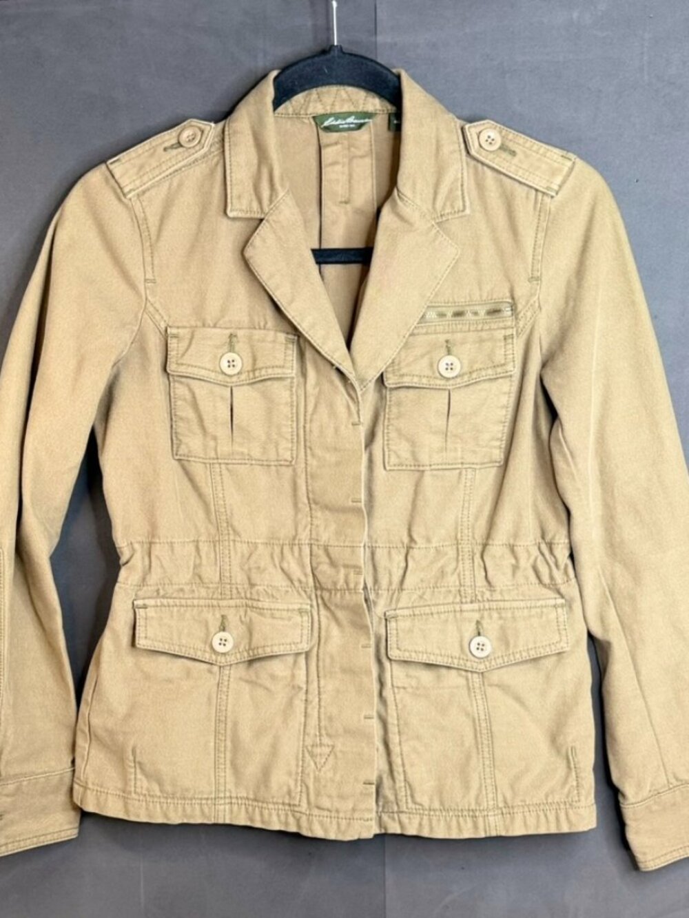 Eddie Bauer Tan/Olive Cotton Chore Jacket Women’s XS Barn Coat 100% Cotton